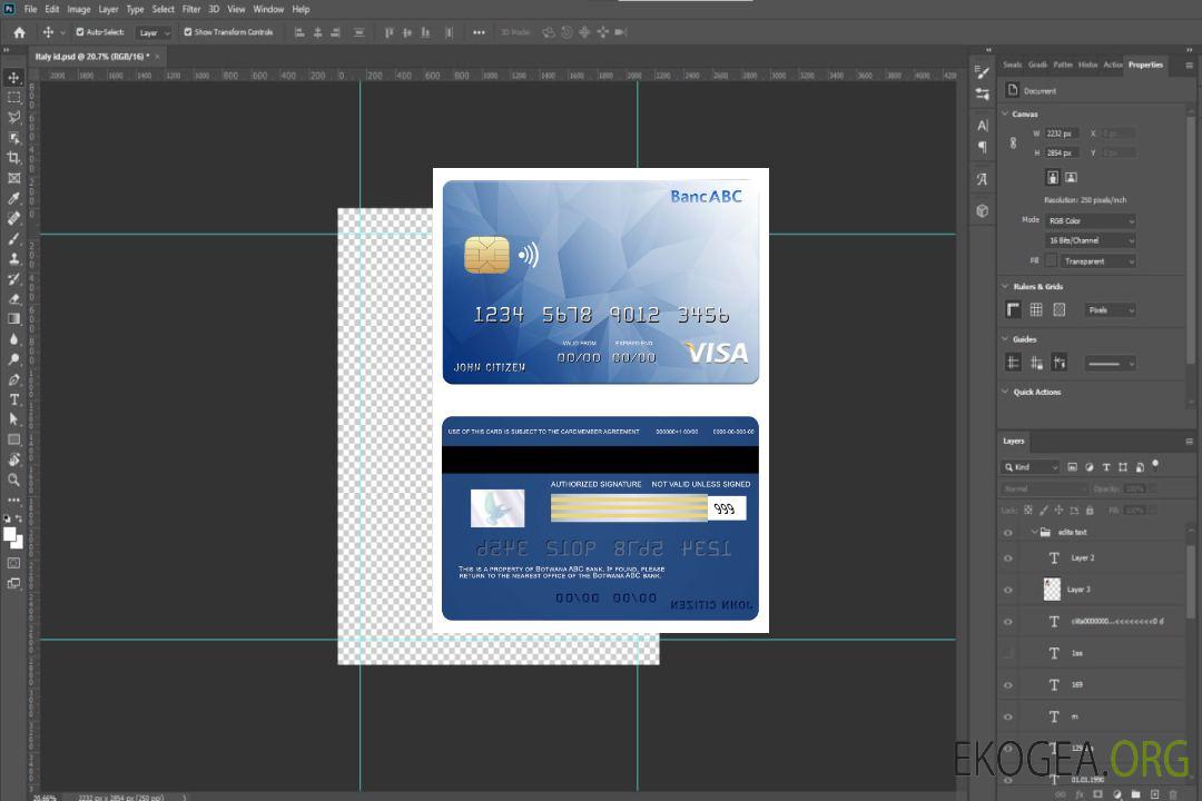 Carte visa bancaire ABC du Botswana template